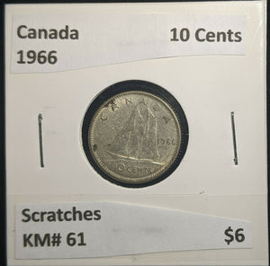 Canada 1966 10 Cents KM# 51 Scratches #092