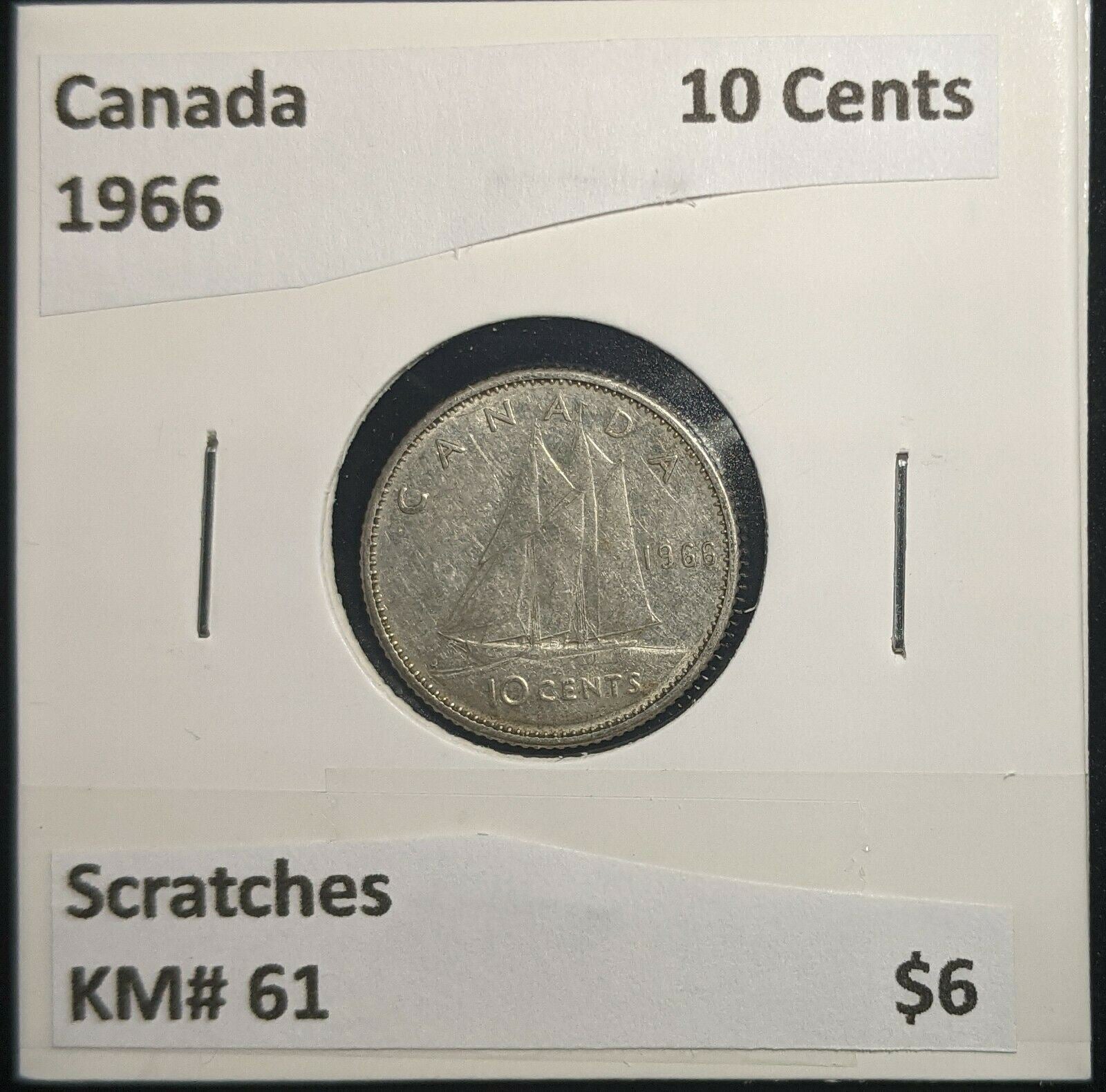Canada 1966 10 Cents KM# 51 Scratches #498
