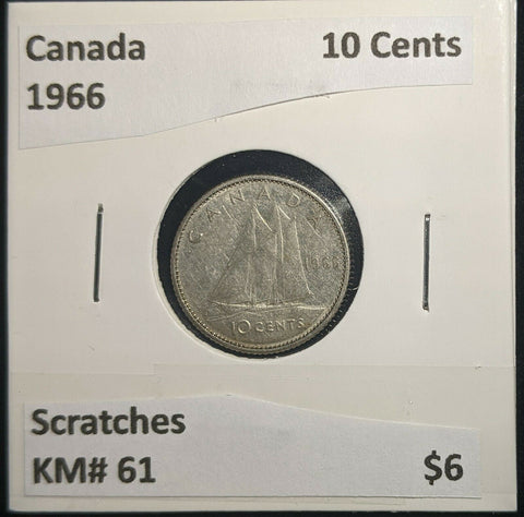 Canada 1966 10 Cents KM# 51 Scratches #498