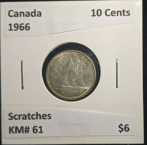 Canada 1966 10 Cents KM# 51 Scratches #062