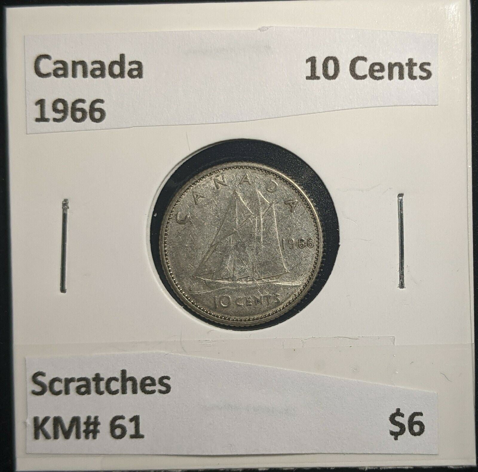 Canada 1966 10 Cents KM# 51 Scratches #046