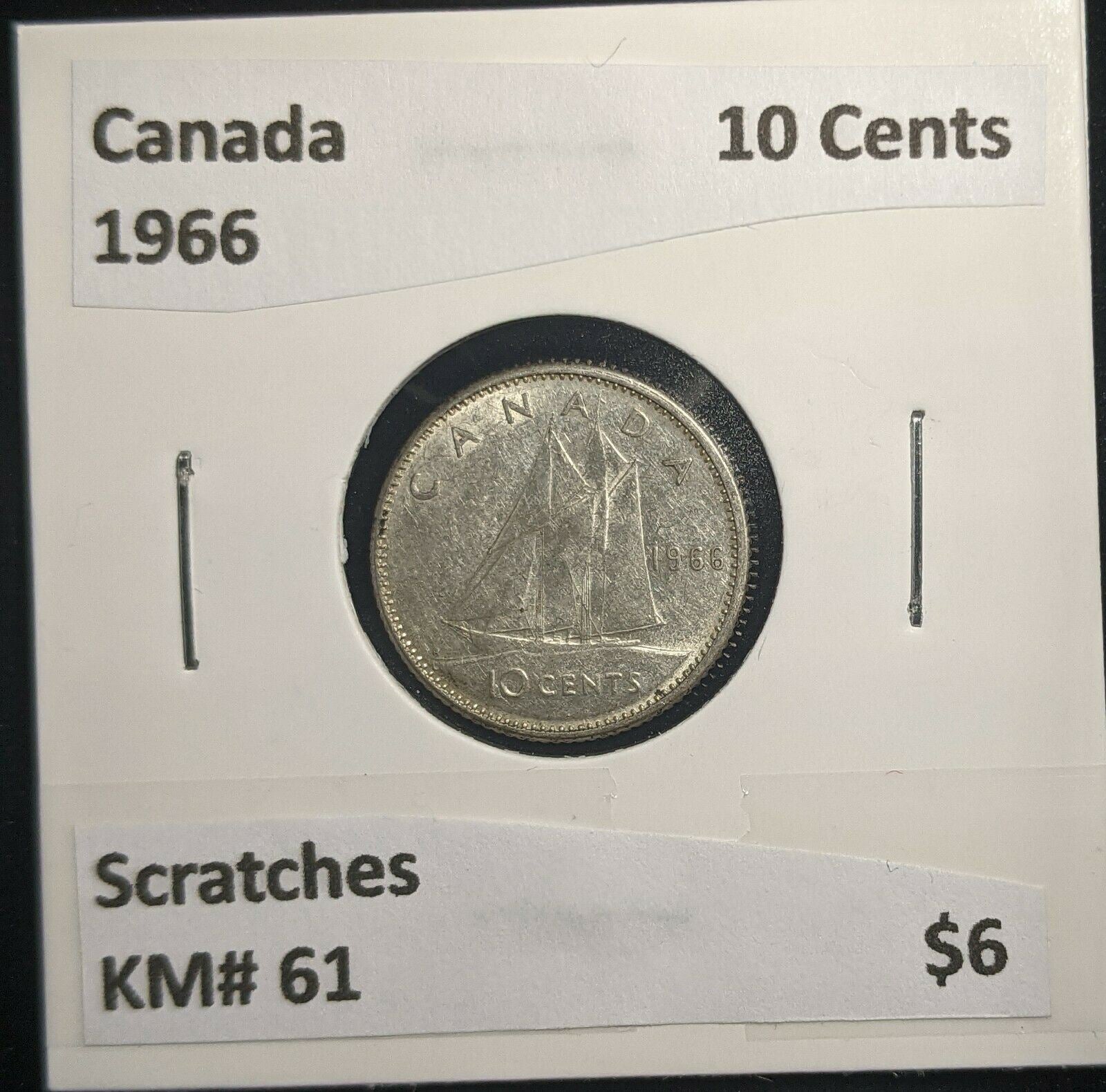 Canada 1966 10 Cents KM# 51 Scratches #076