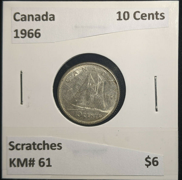 Canada 1966 10 Cents KM# 51 Scratches #064