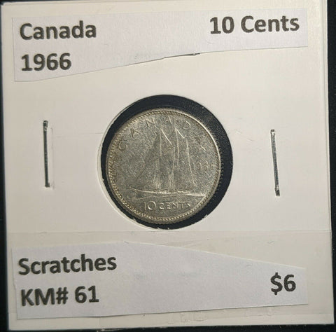 Canada 1966 10 Cents KM# 51 Scratches #496