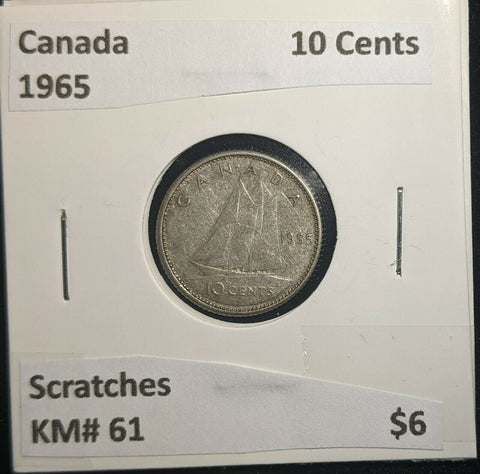 Canada 1965 10 Cents KM# 51 Scratches #029