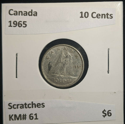 Canada 1965 10 Cents KM# 51 Scratches #003