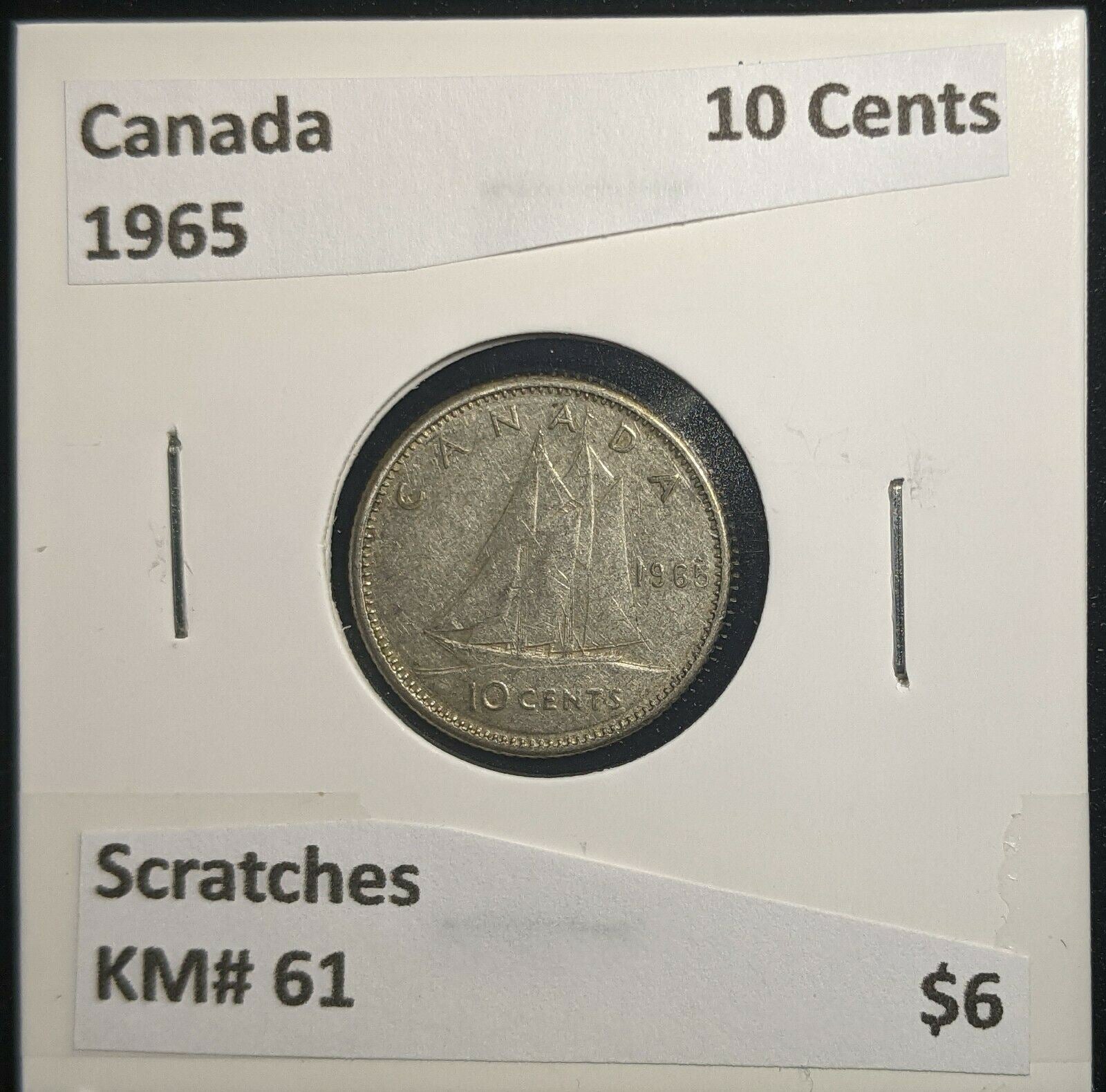 Canada 1965 10 Cents KM# 51 Scratches #052