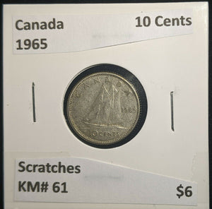 Canada 1965 10 Cents KM# 51 Scratches #052