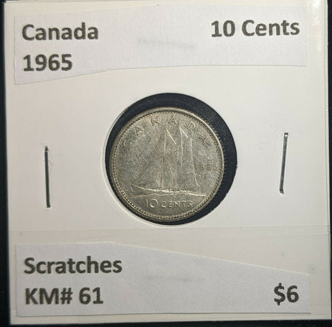 Canada 1965 10 Cents KM# 51 Scratches #028