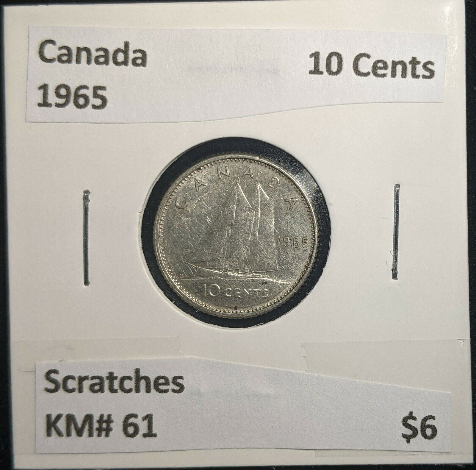 Canada 1965 10 Cents KM# 51 Scratches #021