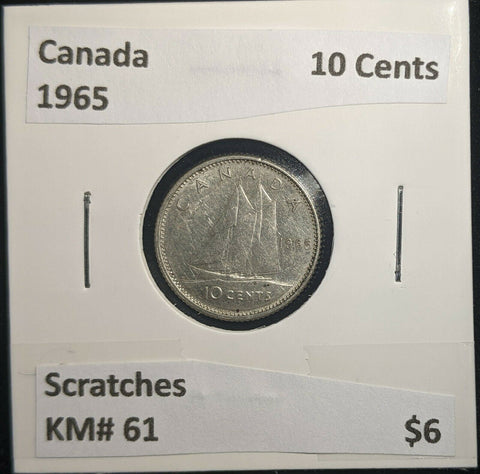 Canada 1965 10 Cents KM# 51 Scratches #021