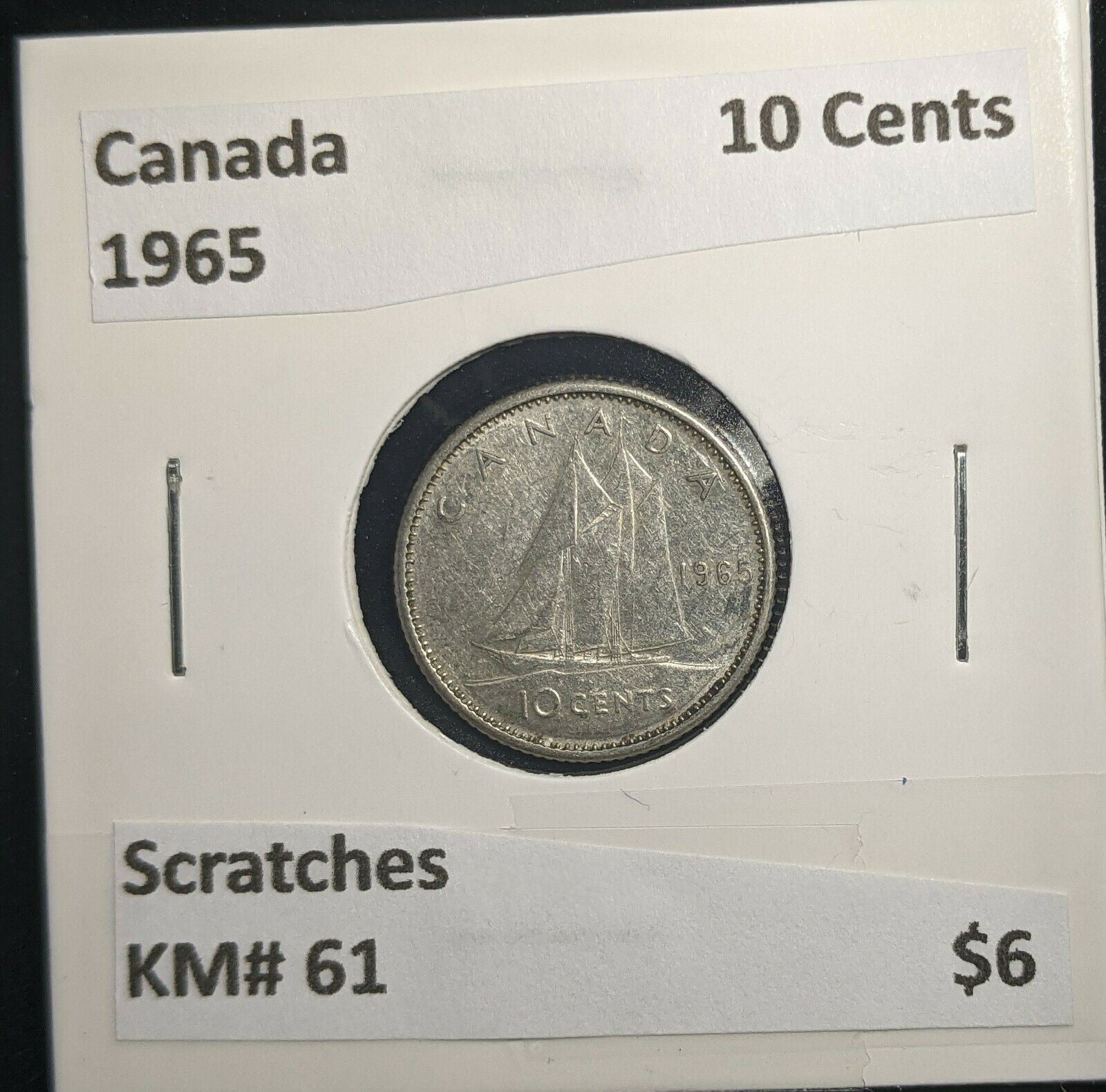 Canada 1965 10 Cents KM# 51 Scratches #020