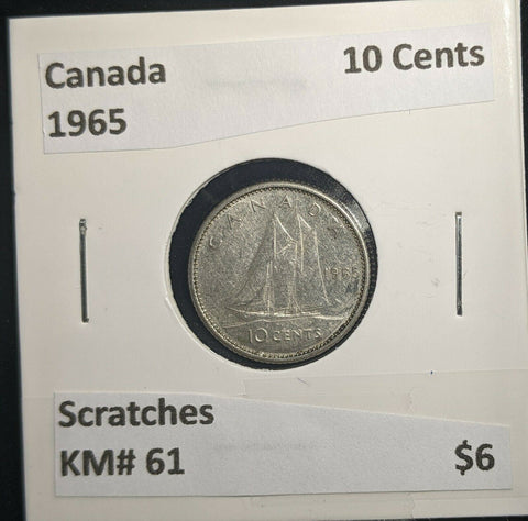 Canada 1965 10 Cents KM# 51 Scratches #020