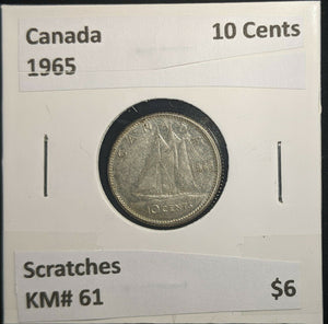 Canada 1965 10 Cents KM# 51 Scratches #060