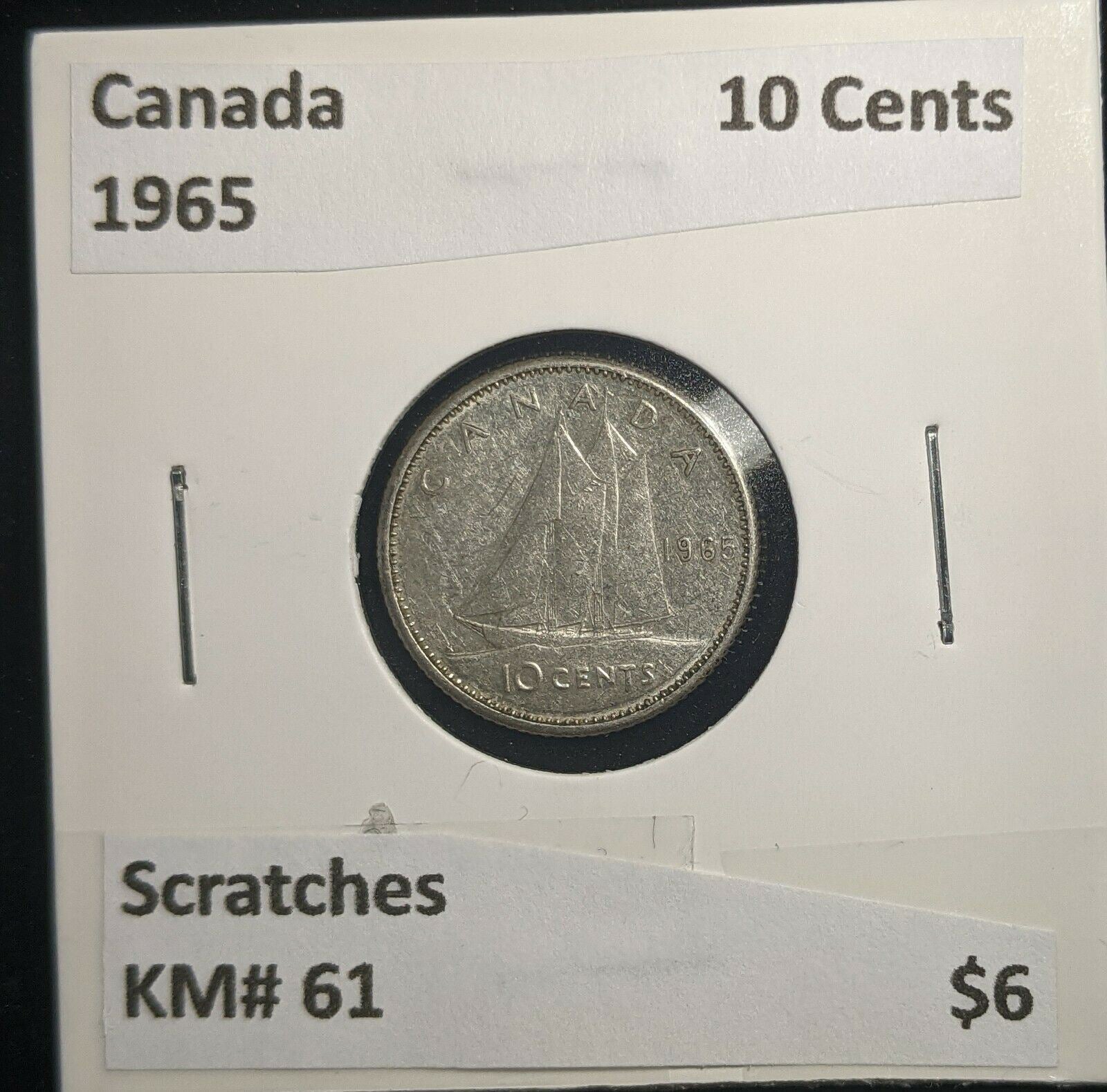 Canada 1965 10 Cents KM# 51 Scratches #050