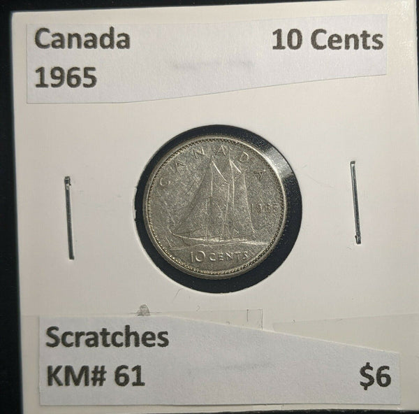 Canada 1965 10 Cents KM# 51 Scratches #050