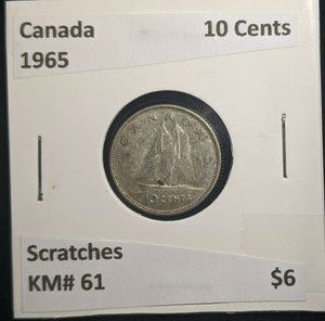 Canada 1965 10 Cents KM# 51 Scratches #001