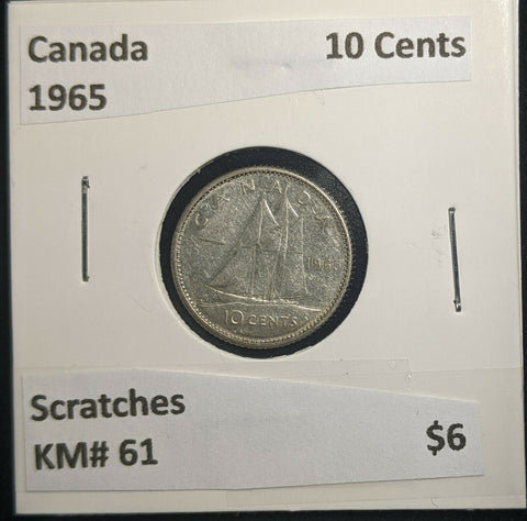 Canada 1965 10 Cents KM# 51 Scratches #033