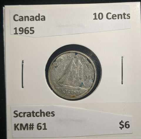 Canada 1965 10 Cents KM# 51 Scratches #016