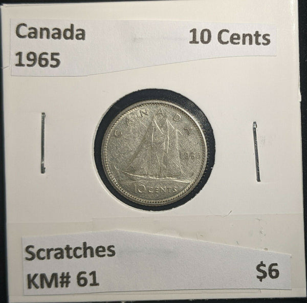 Canada 1965 10 Cents KM# 51 Scratches #015