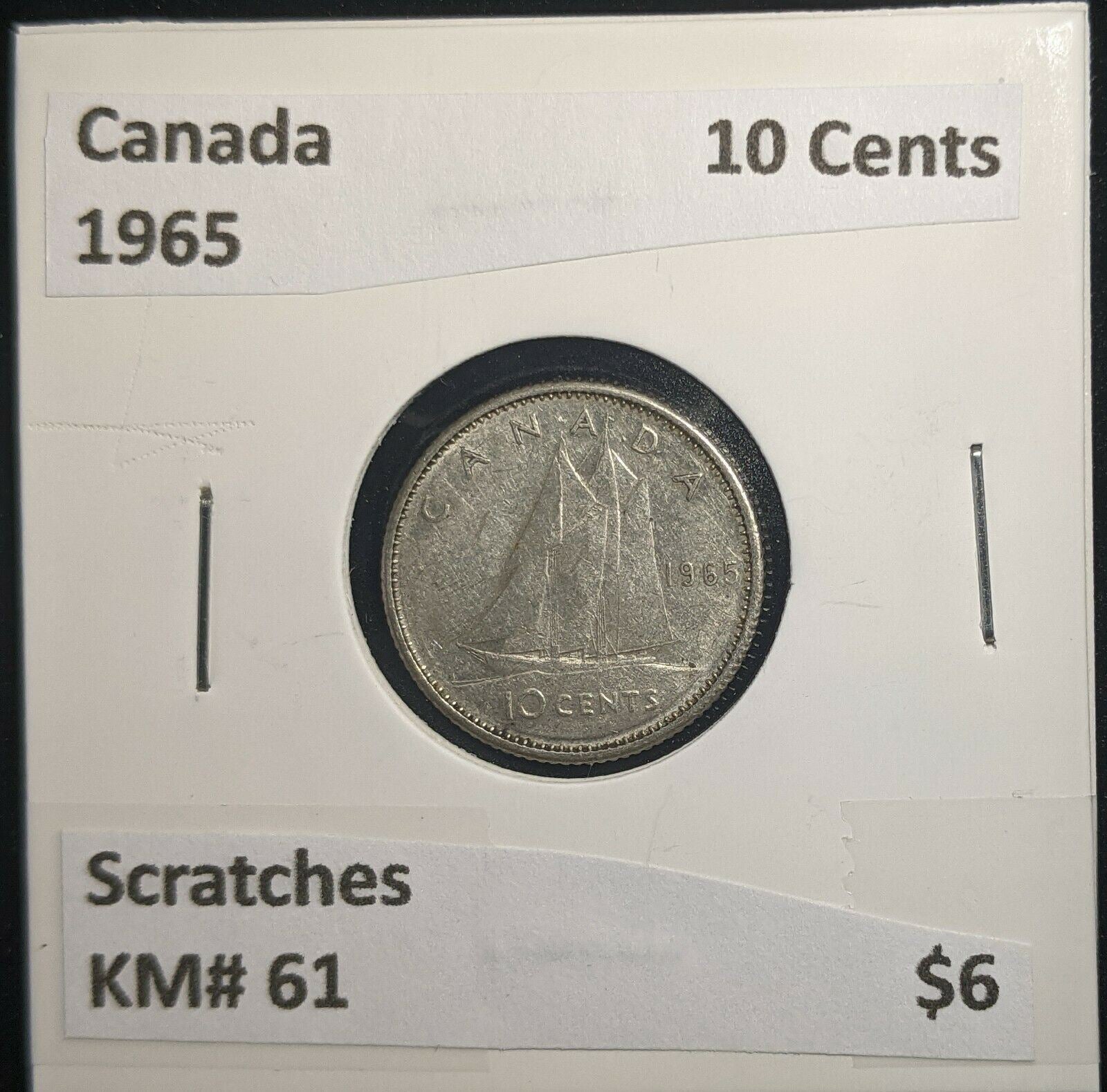 Canada 1965 10 Cents KM# 51 Scratches #032