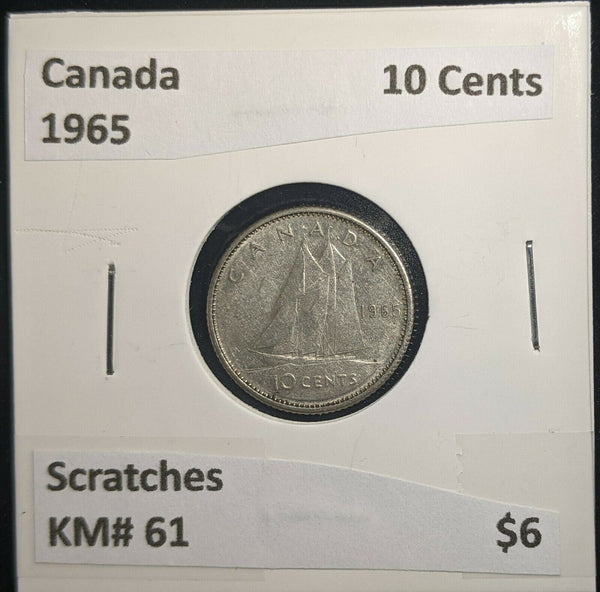 Canada 1965 10 Cents KM# 51 Scratches #032