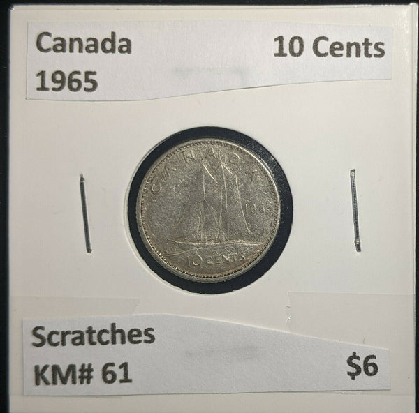 Canada 1965 10 Cents KM# 51 Scratches #053