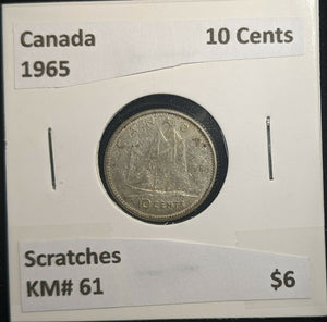 Canada 1965 10 Cents KM# 51 Scratches #486