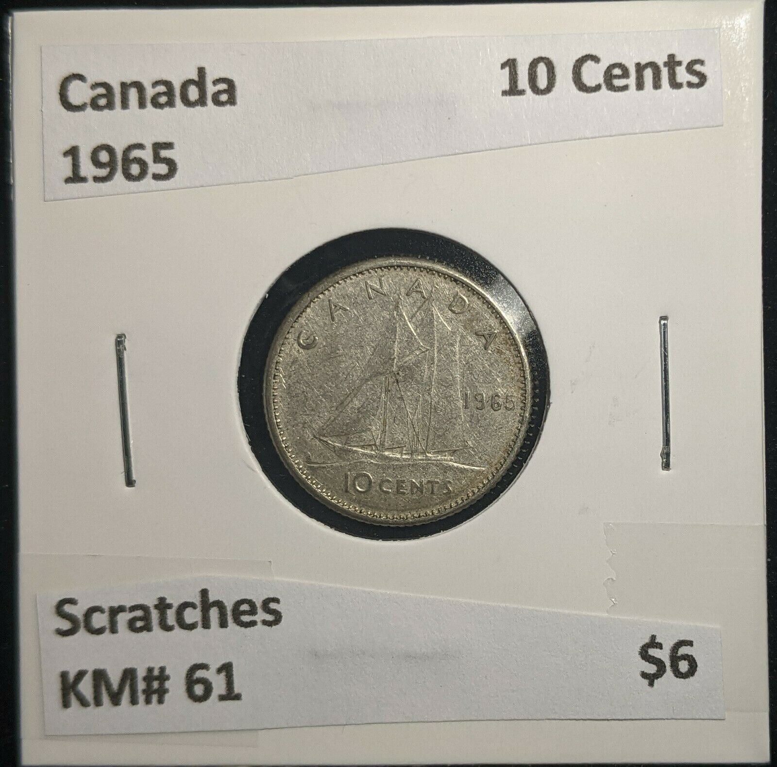 Canada 1965 10 Cents KM# 51 Scratches #038