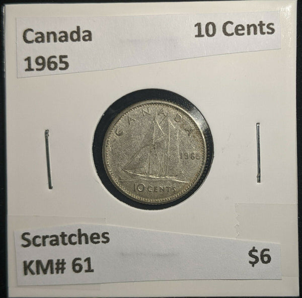 Canada 1965 10 Cents KM# 51 Scratches #038