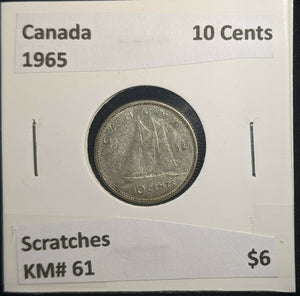 Canada 1965 10 Cents KM# 51 Scratches #023