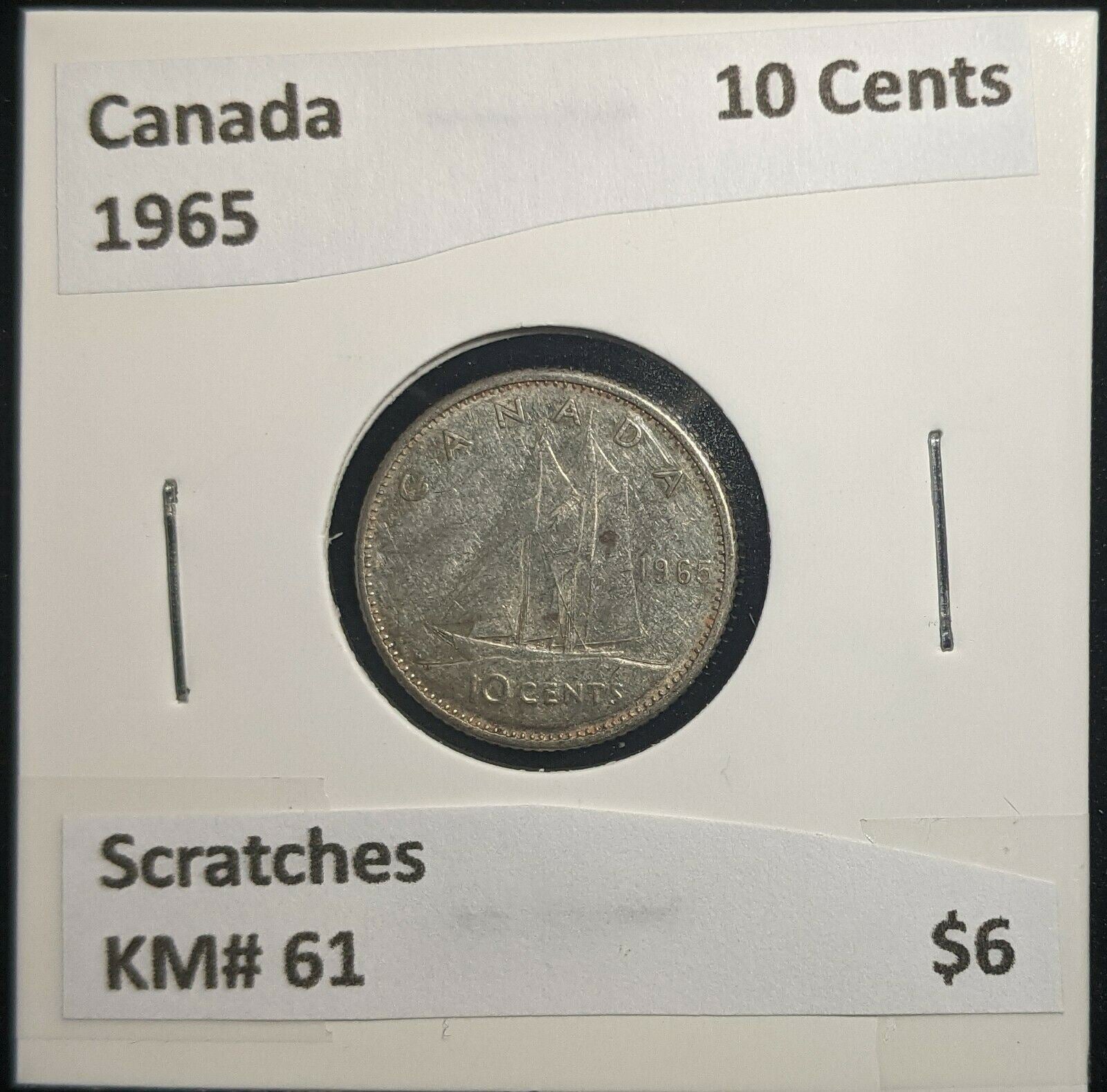 Canada 1965 10 Cents KM# 51 Scratches #034