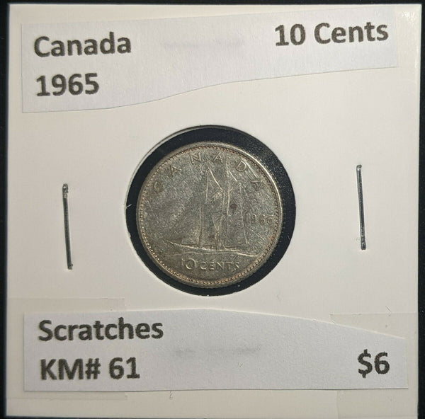 Canada 1965 10 Cents KM# 51 Scratches #034