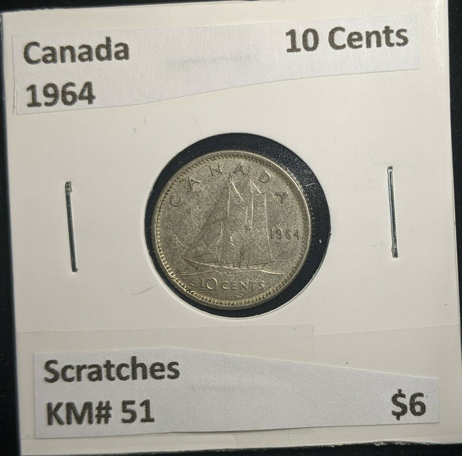 Canada 1964 10 Cents KM# 51 Scratches #127