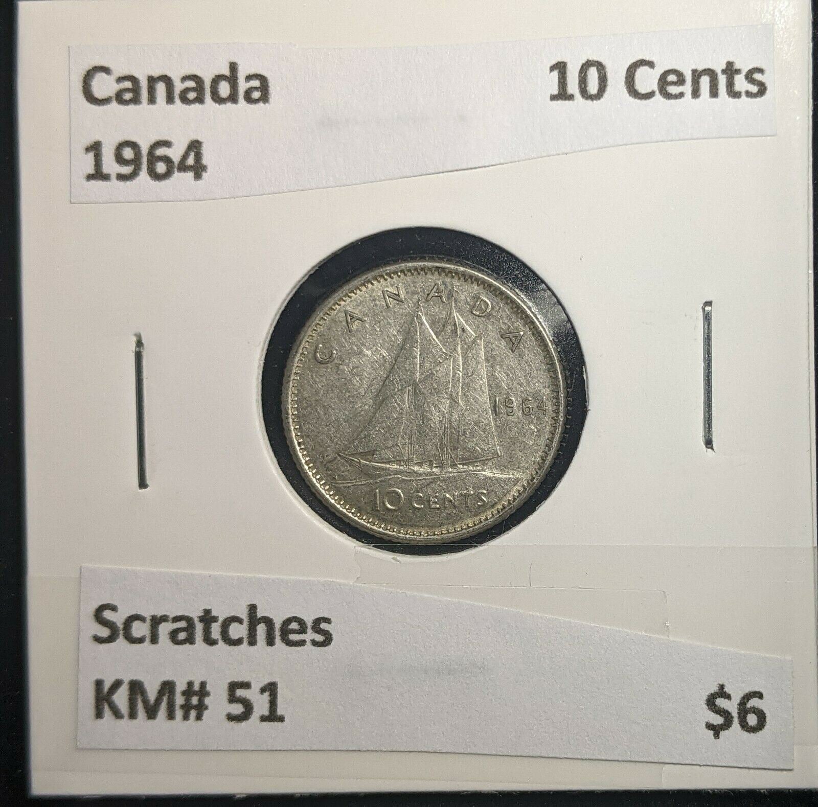 Canada 1964 10 Cents KM# 51 Scratches #095