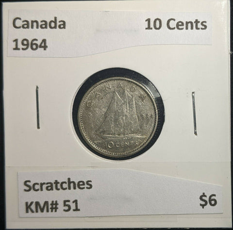 Canada 1964 10 Cents KM# 51 Scratches #087