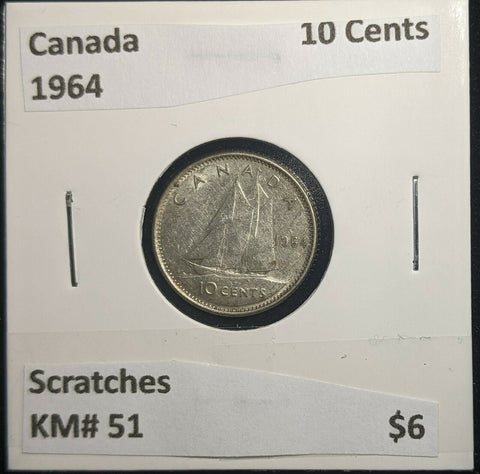Canada 1964 10 Cents KM# 51 Scratches #521