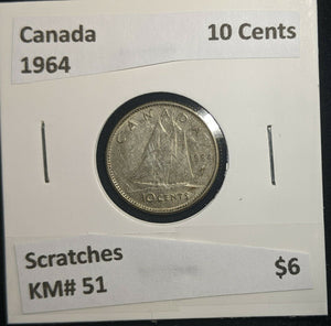 Canada 1964 10 Cents KM# 51 Scratches #083