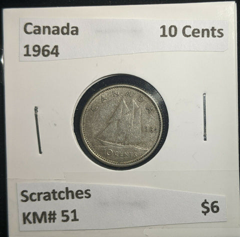 Canada 1964 10 Cents KM# 51 Scratches #510