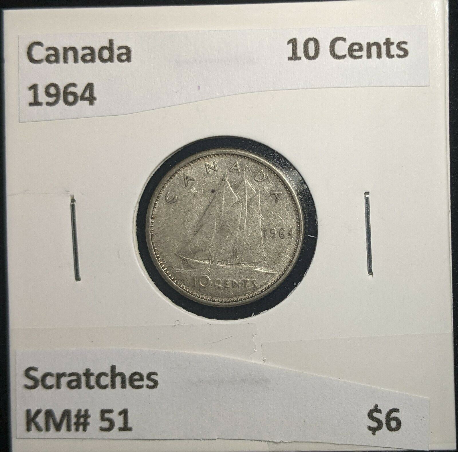 Canada 1964 10 Cents KM# 51 Scratches #488