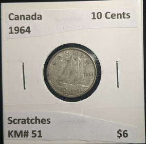 Canada 1964 10 Cents KM# 51 Scratches #488