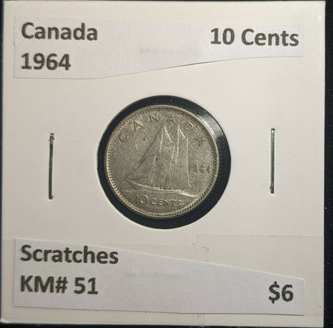 Canada 1964 10 Cents KM# 51 Scratches #078
