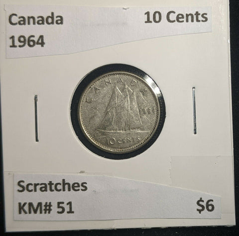 Canada 1964 10 Cents KM# 51 Scratches #504