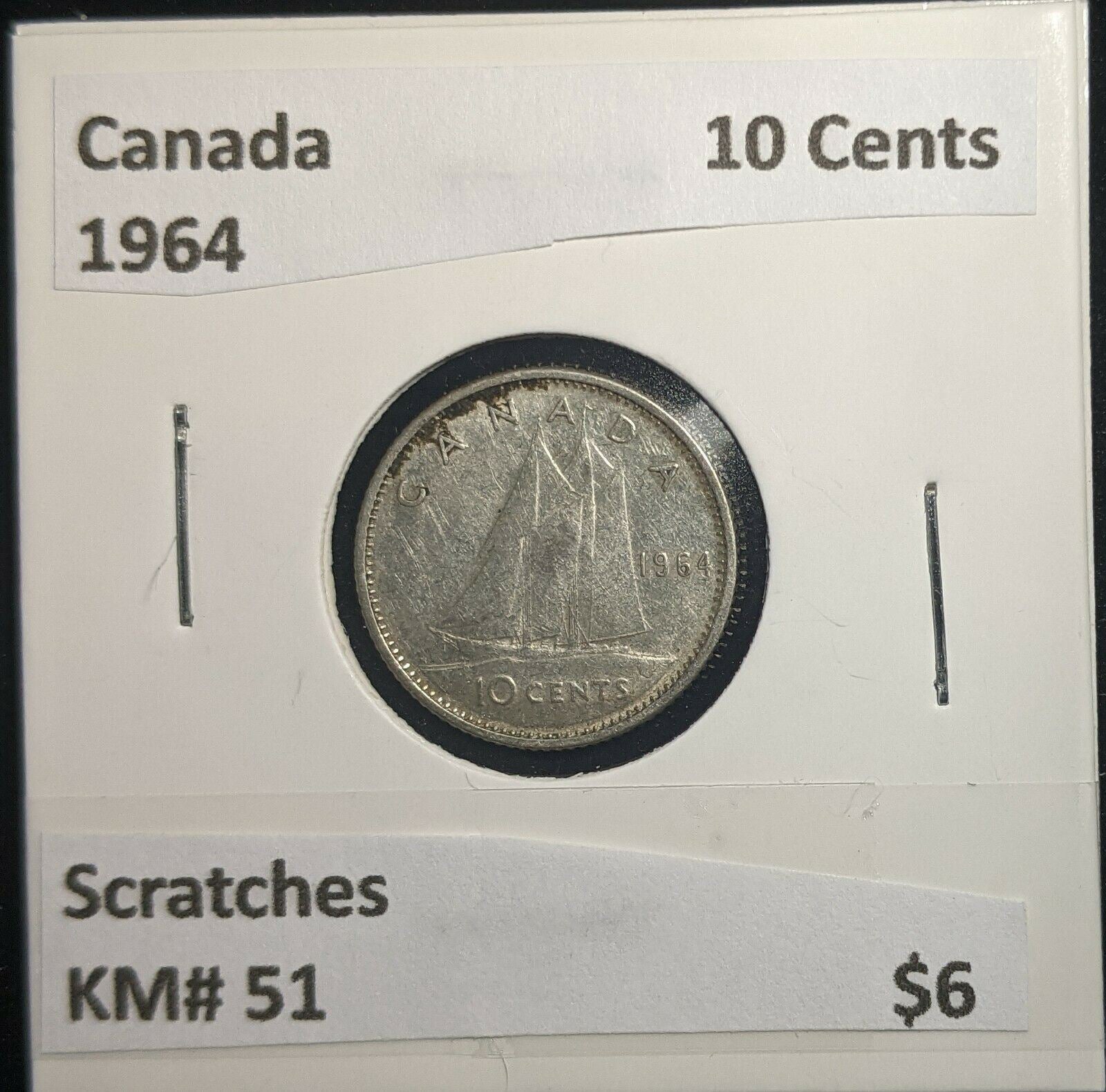 Canada 1964 10 Cents KM# 51 Scratches #030