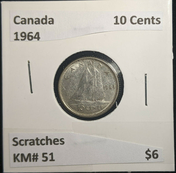 Canada 1964 10 Cents KM# 51 Scratches #985
