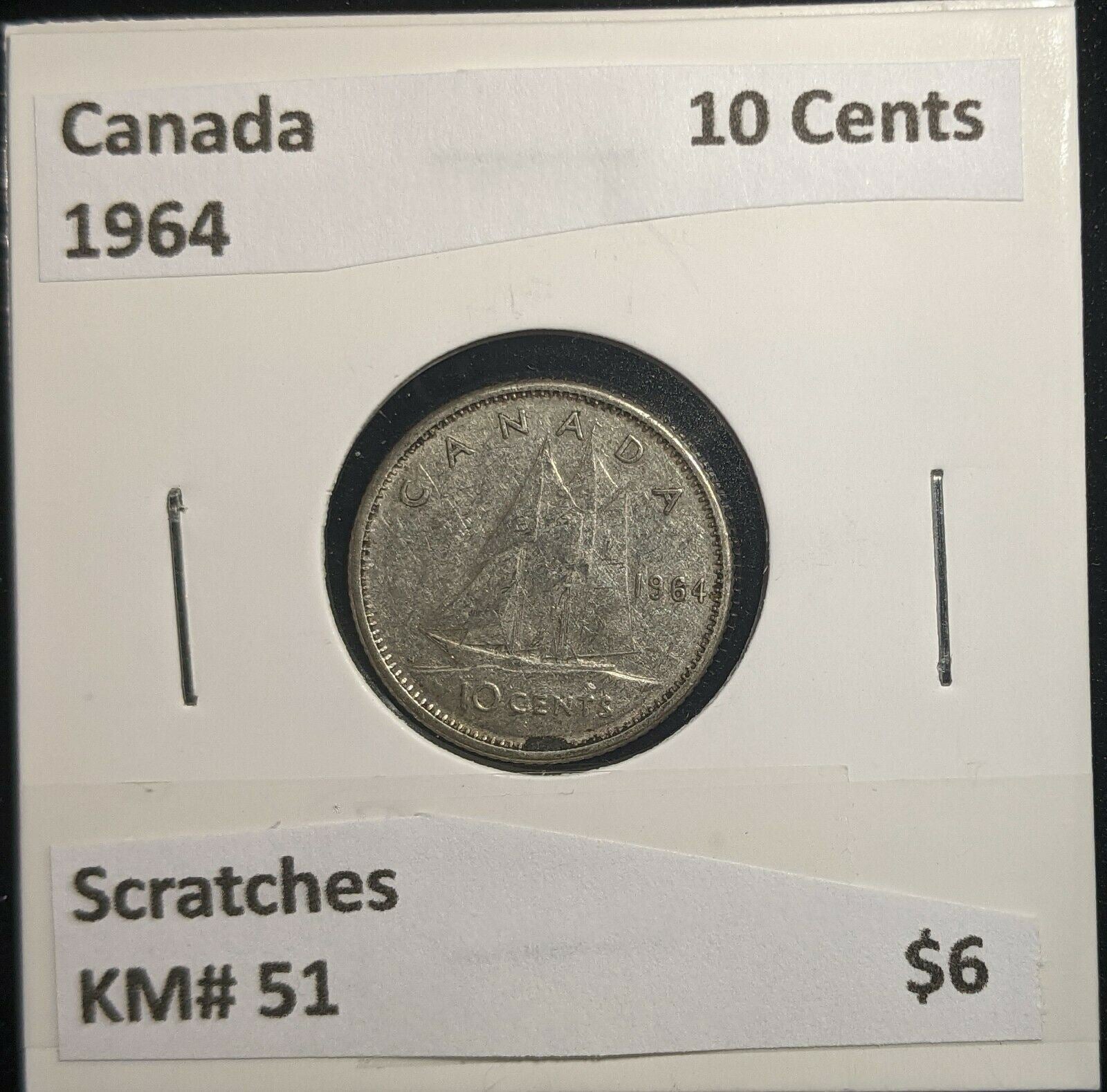 Canada 1964 10 Cents KM# 51 Scratches #069