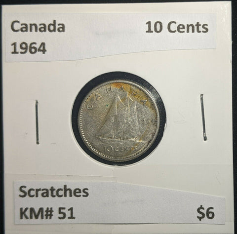 Canada 1964 10 Cents KM# 51 Scratches #494