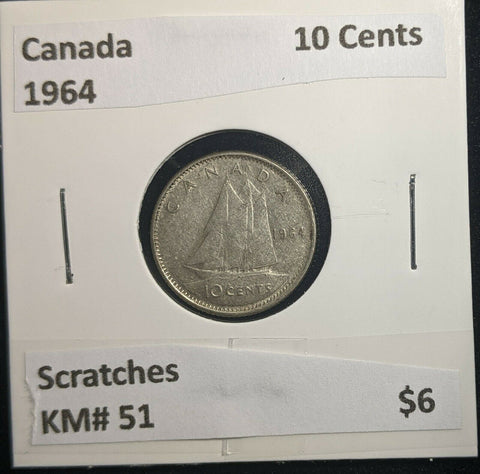 Canada 1964 10 Cents KM# 51 Scratches #072