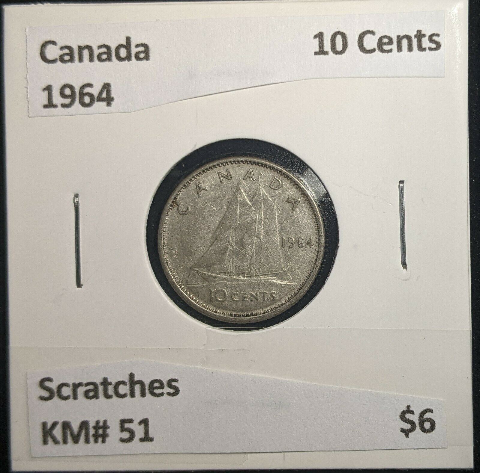 Canada 1964 10 Cents KM# 51 Scratches #491
