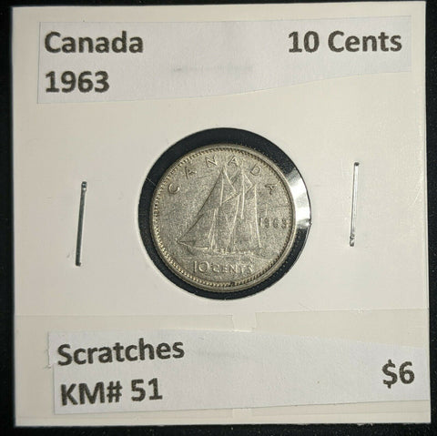 Canada 1963 10 Cents KM# 51 Scratches #022